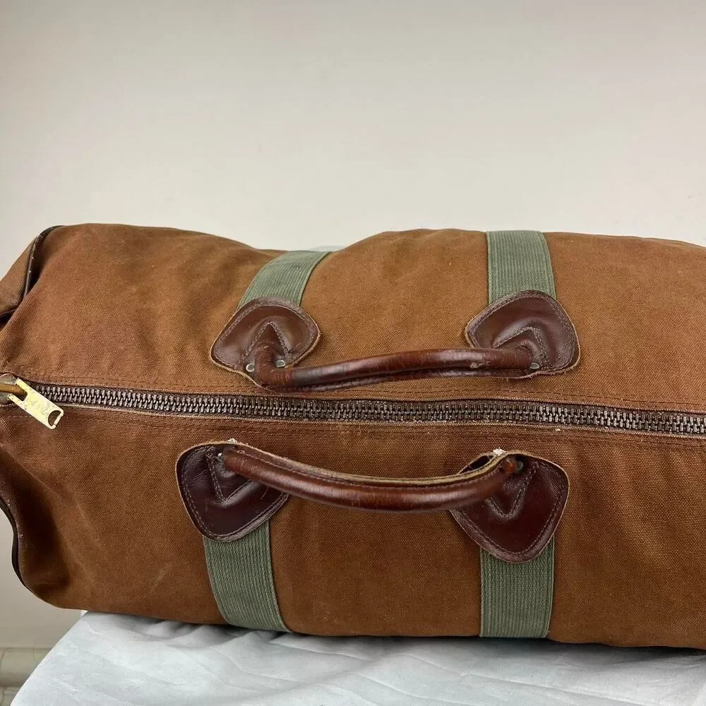 Vintage L.L. Bean Zipper Duffel Bag 80s Dark Brown